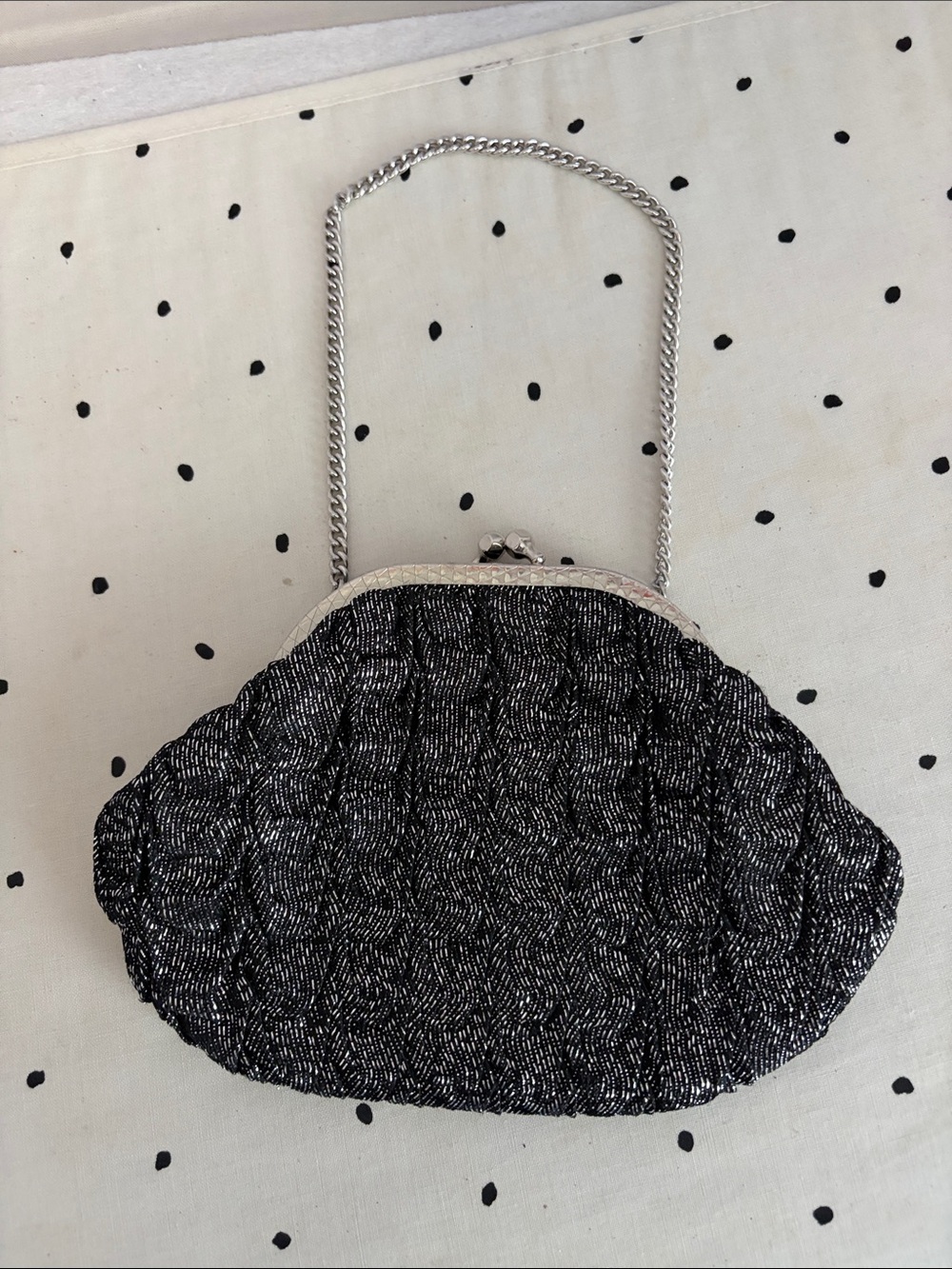 Vintage Black Quilted Evening Chain Bag